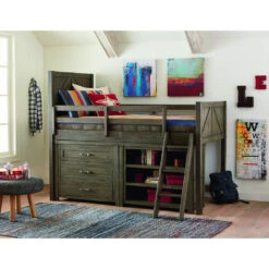 Legacy Classic Kids Bunkhouse Mid Loft Twin Bed With Single Dresser & Bookcase -Babyletto Store 8830 8333K 2210 7200 8567783d 5ea9 4f31 b197 cdfcc543e638