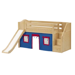 Maxtrix Twin Low Loft Bed With Stairs, Curtain + Slide -Babyletto Store AERIE21 NC 1fb12e52 7e70 4636 a58f c5c1af708946