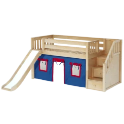 Maxtrix Twin Low Loft Bed With Stairs, Curtain + Slide -Babyletto Store AERIE21 NS d00387f1 6a2a 4dee 9c97 249dcf9e906b