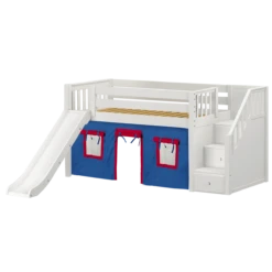 Maxtrix Twin Low Loft Bed With Stairs, Curtain + Slide -Babyletto Store AERIE21 WS f93f9356 5541 459a 8de7 36840b4e4c1e