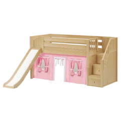 Maxtrix Twin Low Loft Bed With Stairs, Curtain + Slide -Babyletto Store AERIE23 NP 4d9a20b3 4348 4c2c 8a84 700f6a2a8b88