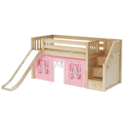 Maxtrix Twin Low Loft Bed With Stairs, Curtain + Slide -Babyletto Store AERIE23 NS 7d38d74b 910d 47b1 96bd 4d6139a5e758