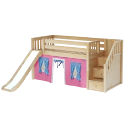 Maxtrix Twin Low Loft Bed With Stairs, Curtain + Slide -Babyletto Store AERIE28 NS cacb0f1c 4594 4951 8970 f02028588354