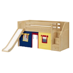 Maxtrix Twin Low Loft Bed With Stairs, Curtain + Slide -Babyletto Store AERIE29 NP 08bff00d 752b 4a5a b8ee e6fa7f7716a2