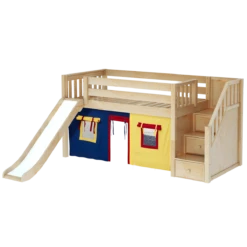 Maxtrix Twin Low Loft Bed With Stairs, Curtain + Slide -Babyletto Store AERIE29 NS 649e7c4e 1626 47ca 956c 2006c1615cf7