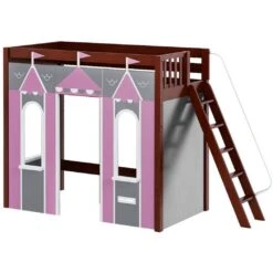 Maxtrix Twin High Loft Bed With Angled Ladder + Playhouse Panels -Babyletto Store ARENA 077 CP