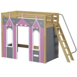 Maxtrix Twin High Loft Bed With Angled Ladder + Playhouse Panels -Babyletto Store ARENA 077 NP