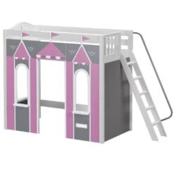 Maxtrix Twin High Loft Bed With Angled Ladder + Playhouse Panels -Babyletto Store ARENA 077 WC