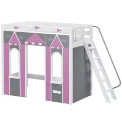 Maxtrix Twin High Loft Bed With Angled Ladder + Playhouse Panels -Babyletto Store ARENA 077 WP
