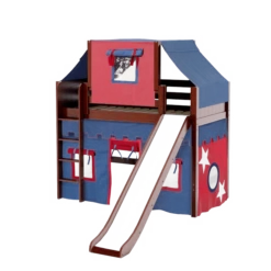 Maxtrix Twin Mid Loft Bed With Straight Ladder, Curtain, Top Tent + Slide 30 Maxtrix Twin Mid Loft Bed With Straight Ladder, Curtain, Top Tent + Slide -Babyletto Store AWESOME21 CP