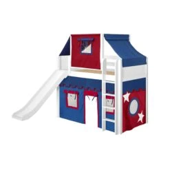 Maxtrix Twin Mid Loft Bed With Straight Ladder, Curtain, Top Tent + Slide 36 Maxtrix Twin Mid Loft Bed With Straight Ladder, Curtain, Top Tent + Slide -Babyletto Store AWESOME21 WP