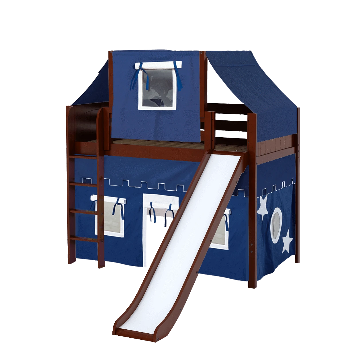Maxtrix Twin Mid Loft Bed With Straight Ladder, Curtain, Top Tent + Slide 20 Maxtrix Twin Mid Loft Bed With Straight Ladder, Curtain, Top Tent + Slide - Image 18