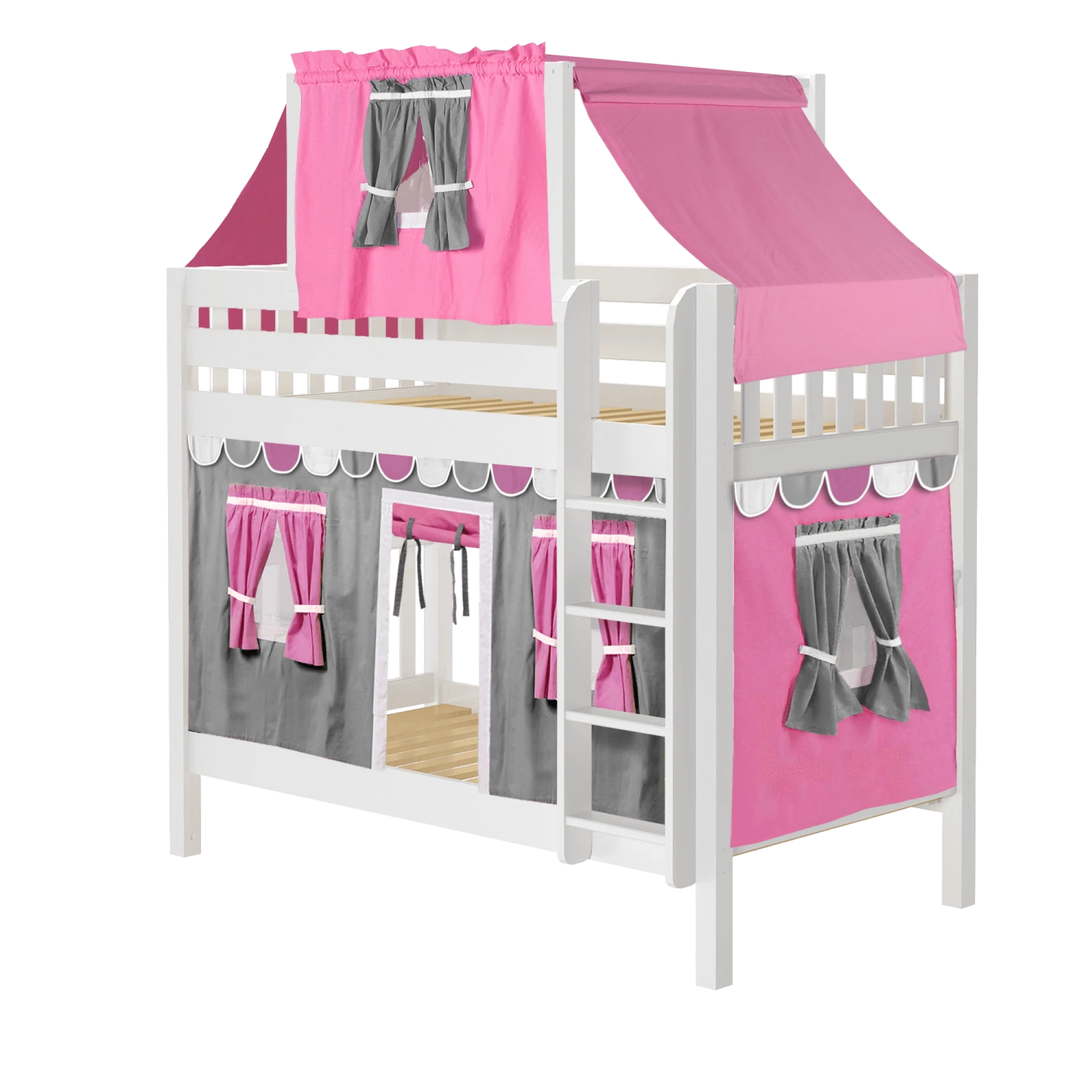 Maxtrix Twin Medium Bunk Bed With Straight Ladder, Top Tent + Curtain 3 Maxtrix Twin Medium Bunk Bed With Straight Ladder, Top Tent + Curtain