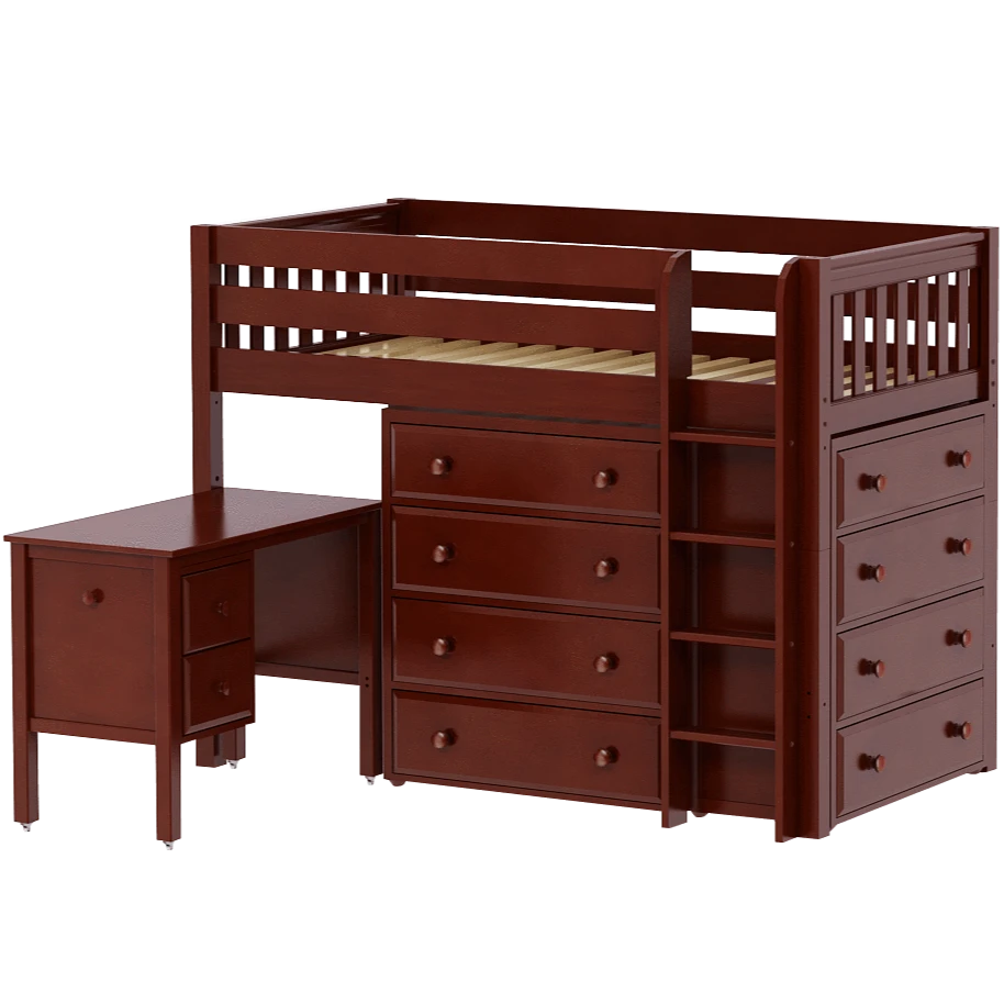 Maxtrix Twin Mid Loft Bed With Straight Ladder, Storage + Desk 5 Maxtrix Twin Mid Loft Bed With Straight Ladder, Storage + Desk - Image 3