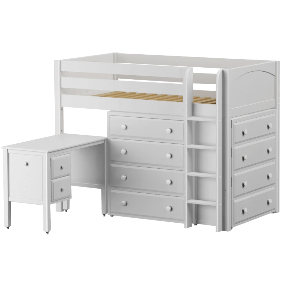 Maxtrix Twin Mid Loft Bed With Straight Ladder, Storage + Desk 6 Maxtrix Twin Mid Loft Bed With Straight Ladder, Storage + Desk - Image 4