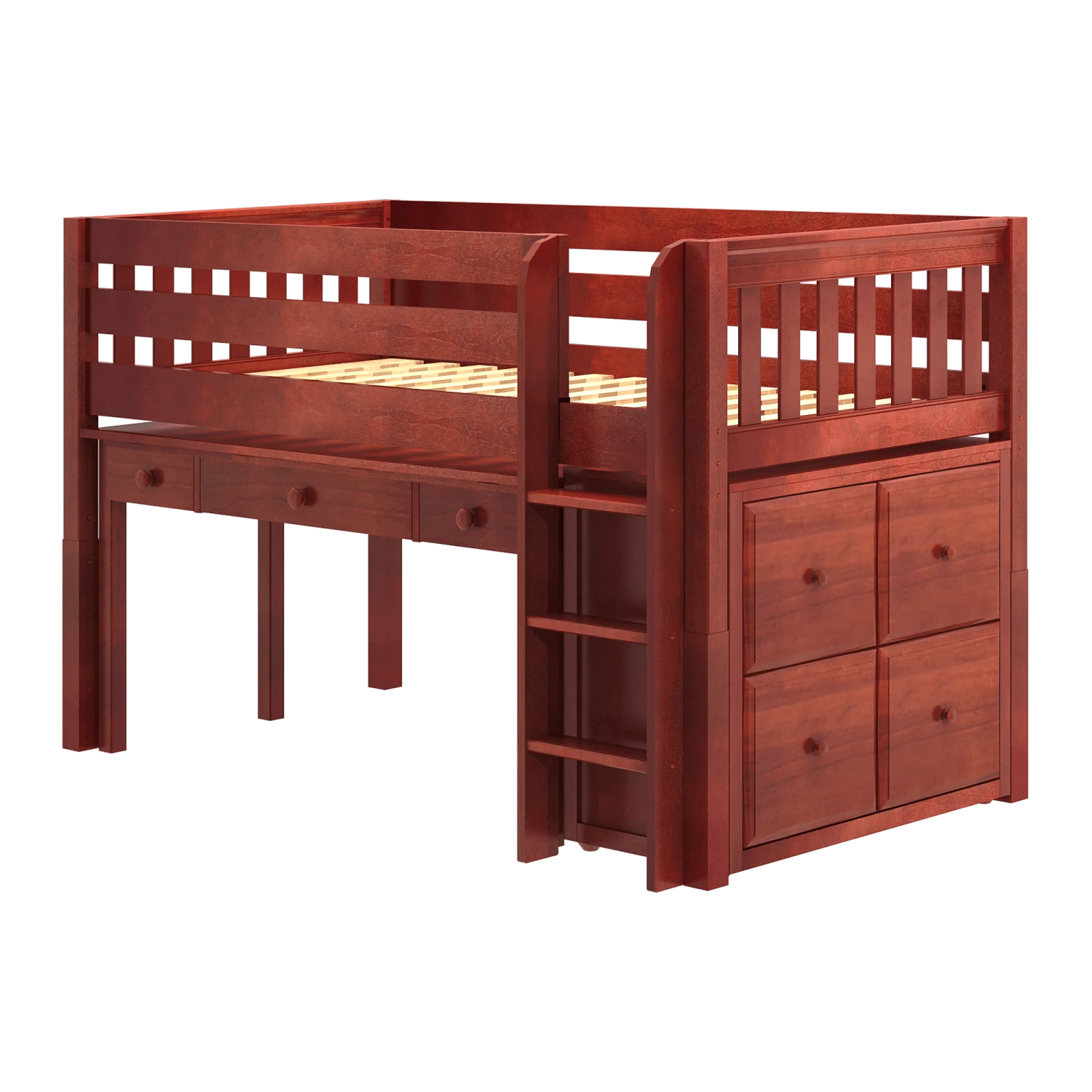 Maxtrix Twin Low Loft Bed With Straight Ladder, Storage + Long Desk 3 Maxtrix Twin Low Loft Bed With Straight Ladder, Storage + Long Desk