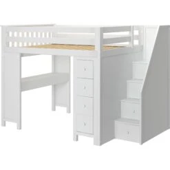 Jackpot Deluxe Buxton Full Size Loft With Staircase + Desk + Storage 19 Jackpot Deluxe Buxton Full Size Loft With Staircase + Desk + Storage -Babyletto Store Buxton3WhiteLeft 1 ba062302 6471 497b 970a 1868b62ceea5