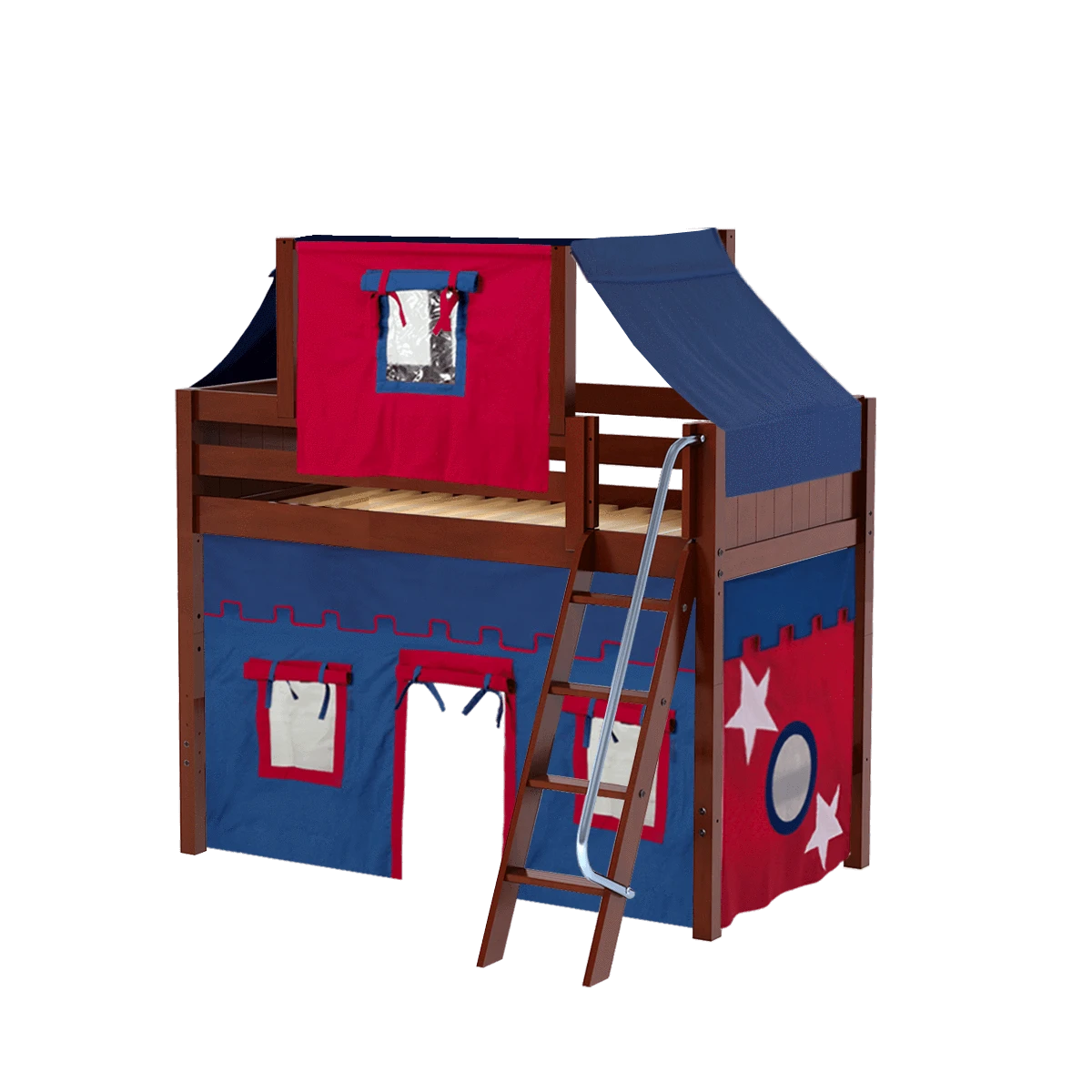 Maxtrix Twin Mid Loft Bed With Angled Ladder, Curtain + Top Tent 16 Maxtrix Twin Mid Loft Bed With Angled Ladder, Curtain + Top Tent - Image 14