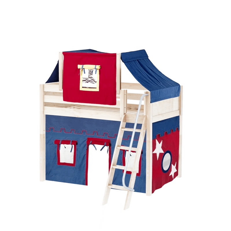 Maxtrix Twin Mid Loft Bed With Angled Ladder, Curtain + Top Tent 10 Maxtrix Twin Mid Loft Bed With Angled Ladder, Curtain + Top Tent - Image 8