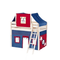 Maxtrix Twin Mid Loft Bed With Angled Ladder, Curtain + Top Tent 30 Maxtrix Twin Mid Loft Bed With Angled Ladder, Curtain + Top Tent -Babyletto Store CHAP21 NS