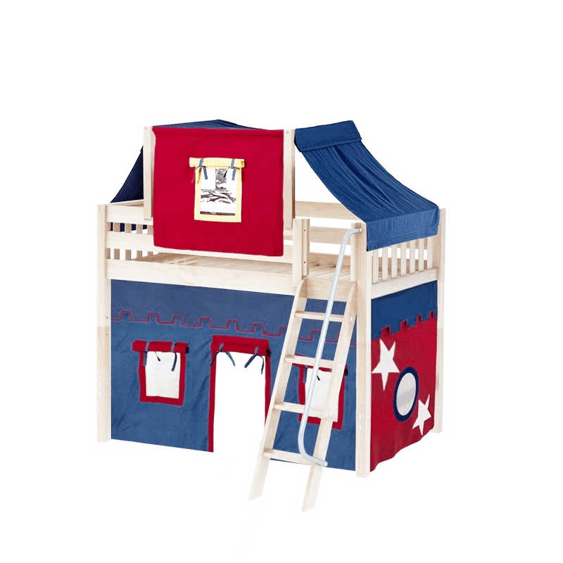 Maxtrix Twin Mid Loft Bed With Angled Ladder, Curtain + Top Tent 11 Maxtrix Twin Mid Loft Bed With Angled Ladder, Curtain + Top Tent - Image 9