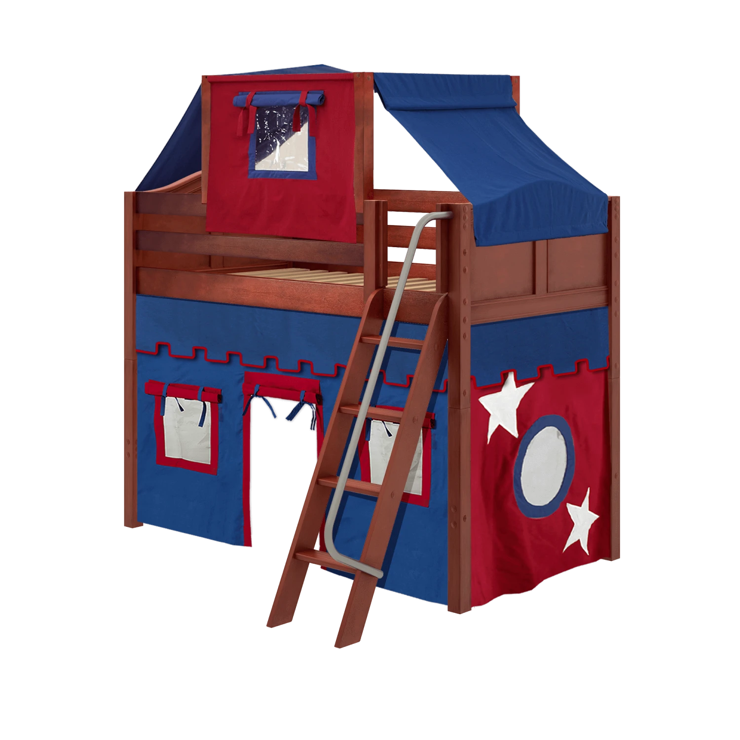 Maxtrix Twin Mid Loft Bed With Angled Ladder, Curtain + Top Tent 15 Maxtrix Twin Mid Loft Bed With Angled Ladder, Curtain + Top Tent - Image 13