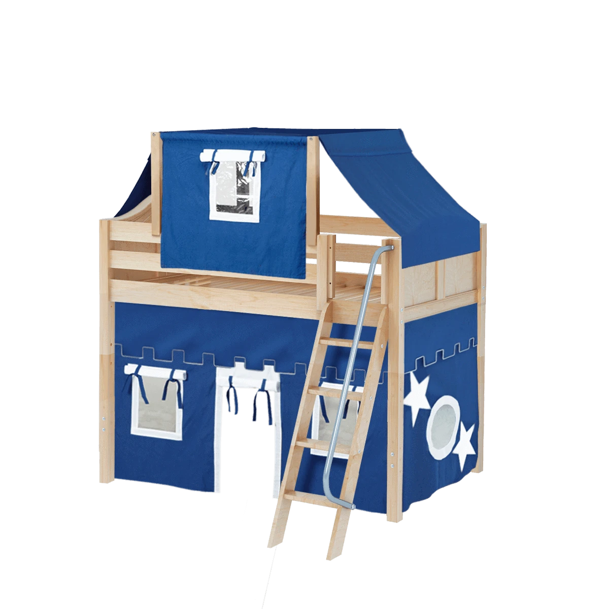 Maxtrix Twin Mid Loft Bed With Angled Ladder, Curtain + Top Tent 18 Maxtrix Twin Mid Loft Bed With Angled Ladder, Curtain + Top Tent - Image 16