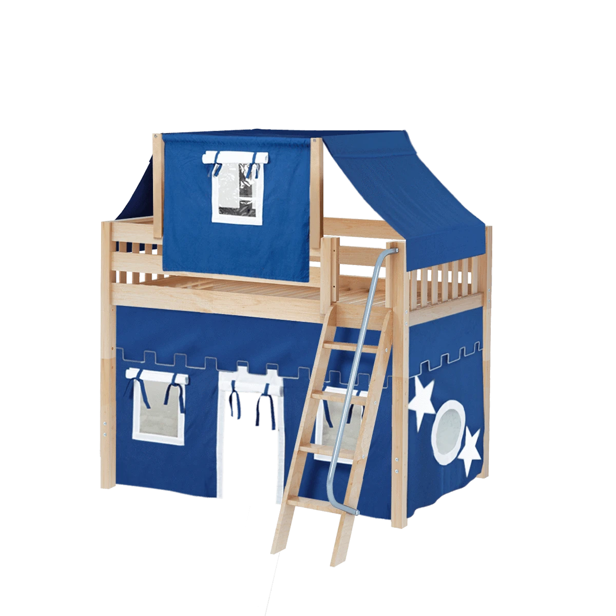 Maxtrix Twin Mid Loft Bed With Angled Ladder, Curtain + Top Tent 20 Maxtrix Twin Mid Loft Bed With Angled Ladder, Curtain + Top Tent - Image 18
