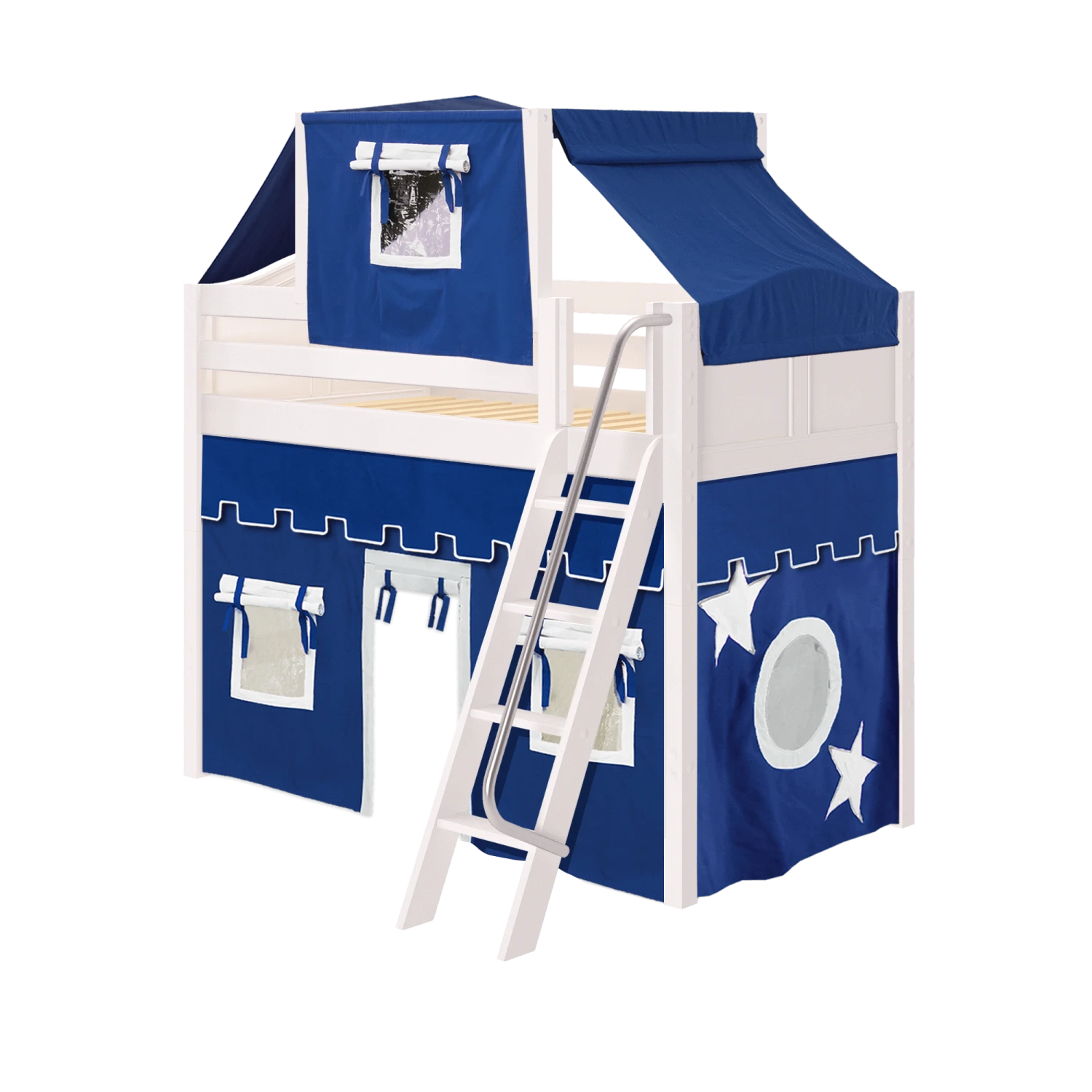 Maxtrix Twin Mid Loft Bed With Angled Ladder, Curtain + Top Tent 12 Maxtrix Twin Mid Loft Bed With Angled Ladder, Curtain + Top Tent - Image 10