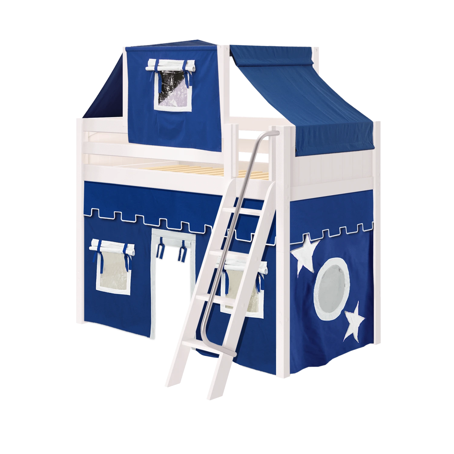 Maxtrix Twin Mid Loft Bed With Angled Ladder, Curtain + Top Tent 13 Maxtrix Twin Mid Loft Bed With Angled Ladder, Curtain + Top Tent - Image 11