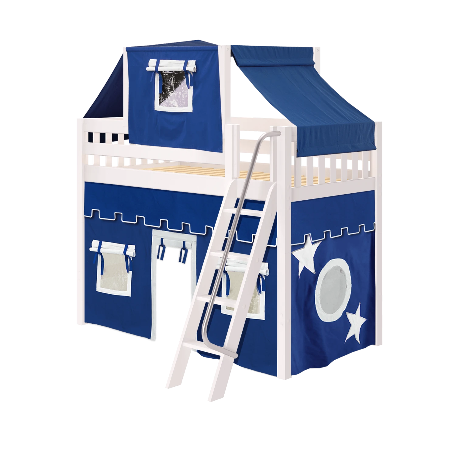 Maxtrix Twin Mid Loft Bed With Angled Ladder, Curtain + Top Tent 14 Maxtrix Twin Mid Loft Bed With Angled Ladder, Curtain + Top Tent - Image 12