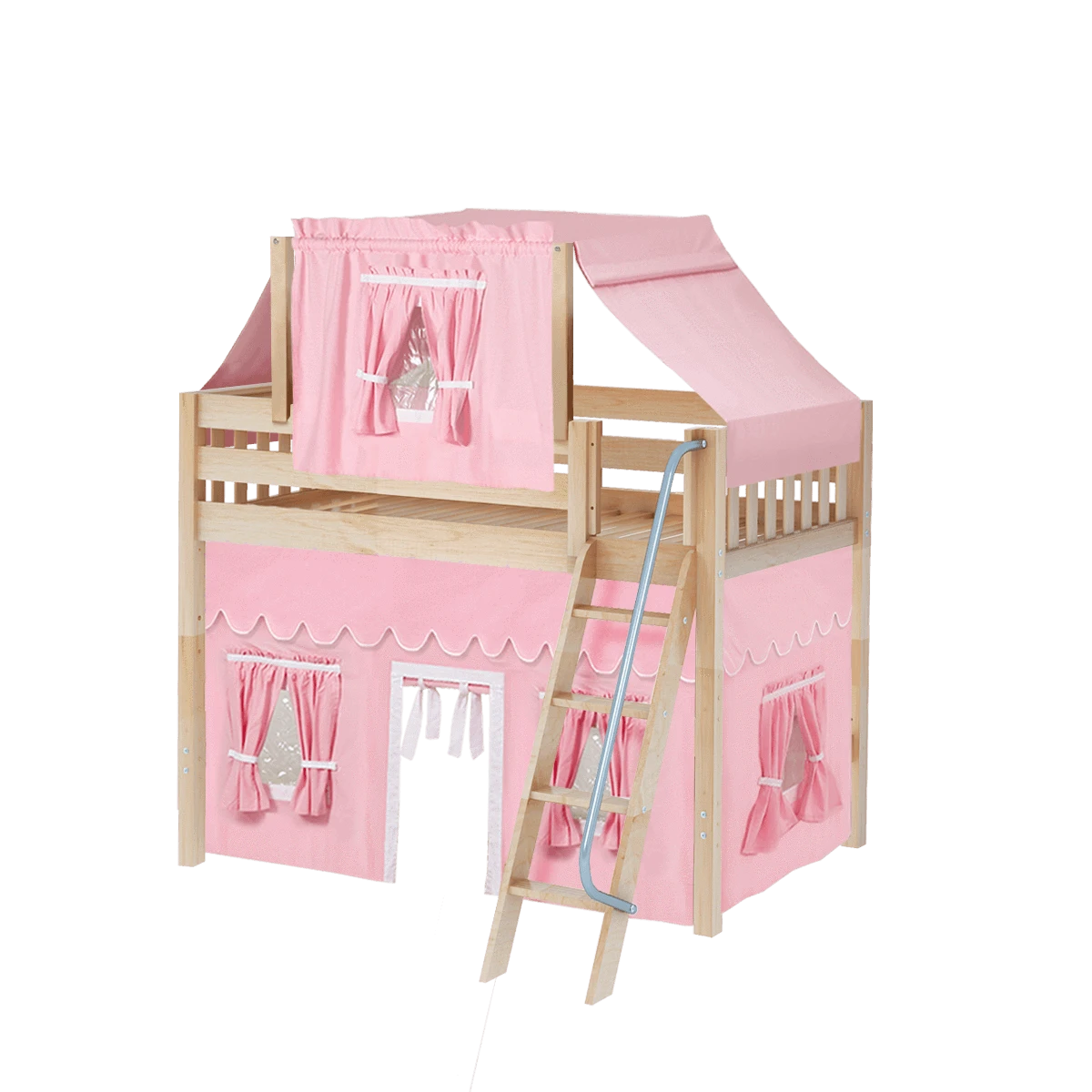 Maxtrix Twin Mid Loft Bed With Angled Ladder, Curtain + Top Tent 3 Maxtrix Twin Mid Loft Bed With Angled Ladder, Curtain + Top Tent