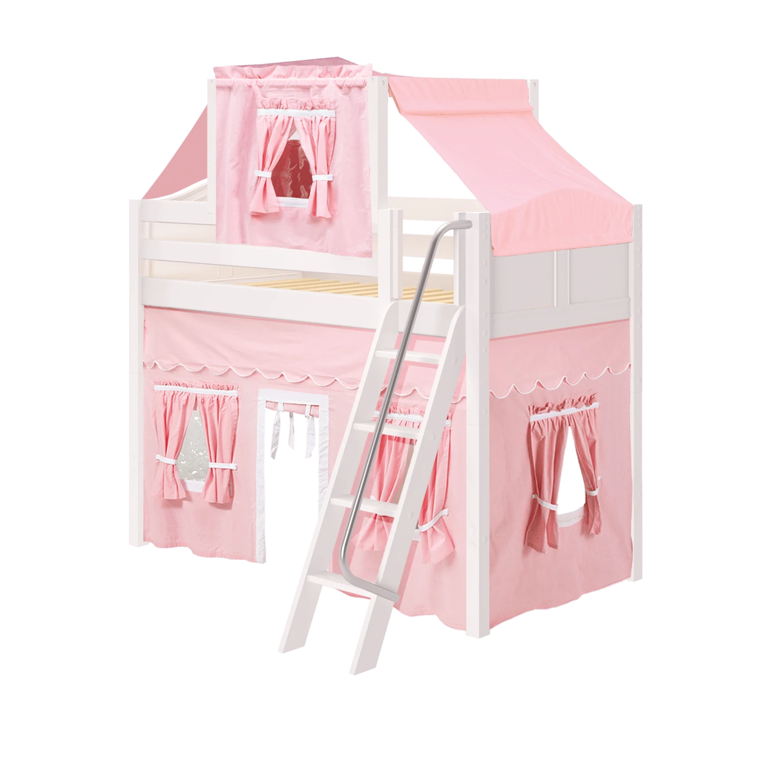 Maxtrix Twin Mid Loft Bed With Angled Ladder, Curtain + Top Tent 22 Maxtrix Twin Mid Loft Bed With Angled Ladder, Curtain + Top Tent - Image 20