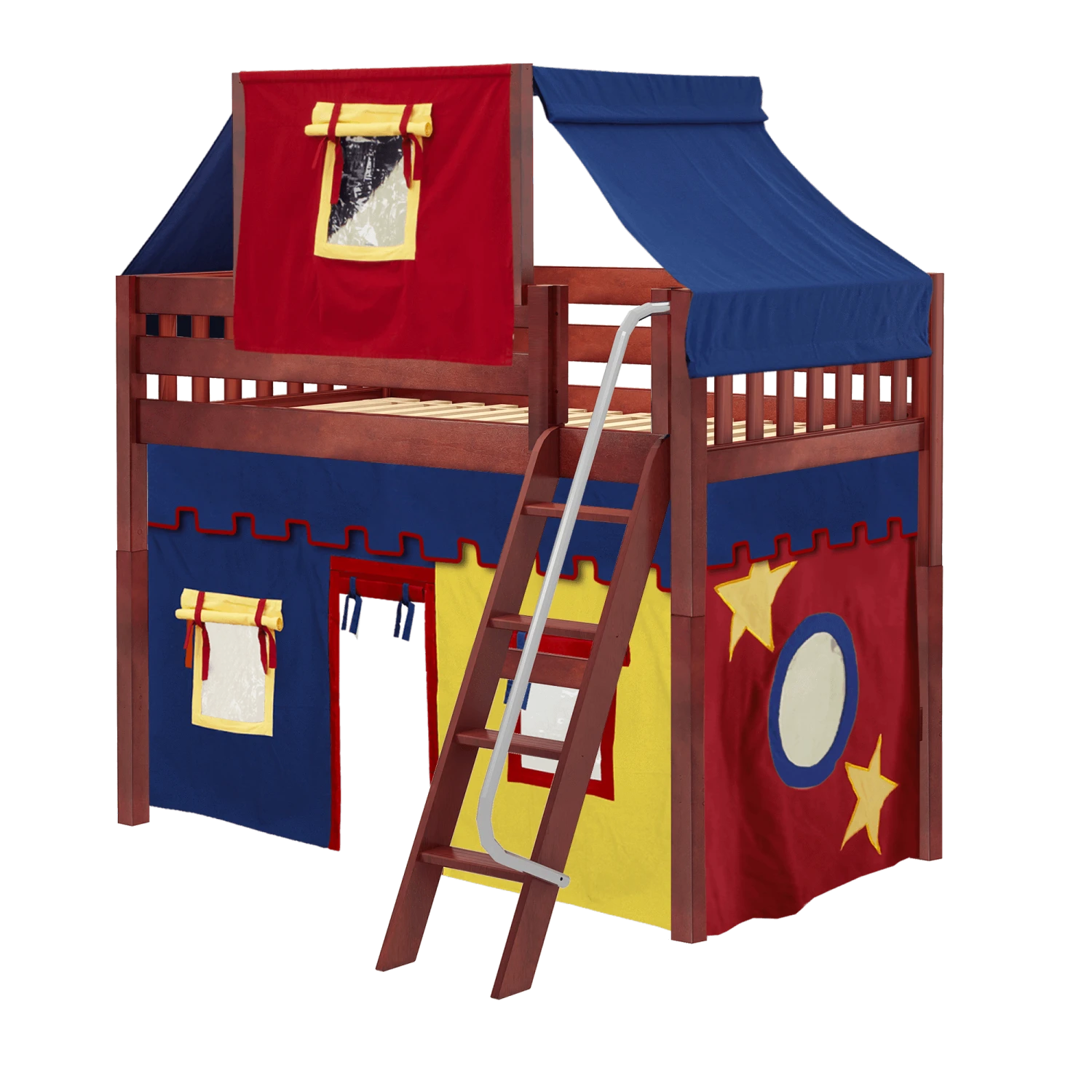 Maxtrix Twin Mid Loft Bed With Angled Ladder, Curtain + Top Tent 8 Maxtrix Twin Mid Loft Bed With Angled Ladder, Curtain + Top Tent - Image 6