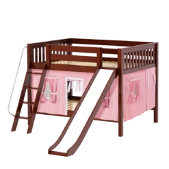 Maxtrix Full Low Bunk Bed With Angled Ladder, Curtain + Slide -Babyletto Store CLIFF23 CS b2e8864a 4bf9 4d97 a3d4 36a826254997