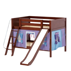 Maxtrix Full Low Bunk Bed With Angled Ladder, Curtain + Slide -Babyletto Store CLIFF27 CP 08ae2370 b0e8 4c52 8320 13b72fb12a94