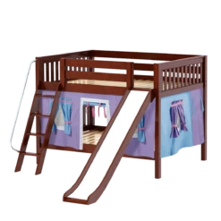 Maxtrix Full Low Bunk Bed With Angled Ladder, Curtain + Slide -Babyletto Store CLIFF27 CS 99ac56e6 a9e6 4517 b7c4 c4634055eb52