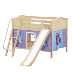 Maxtrix Full Low Bunk Bed With Angled Ladder, Curtain + Slide -Babyletto Store CLIFF27 NC ea15ba63 192f 4464 b9cb b88d46eda7ad