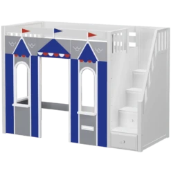Maxtrix Twin High Loft Bed With Stairs + Playhouse Panels -Babyletto Store COLISEUM44 WS 322c5f10 541d 4e9d abf9 930b60f23932
