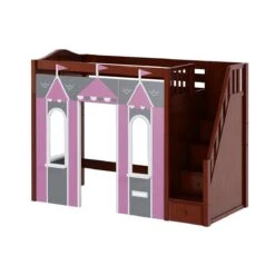 Maxtrix Twin High Loft Bed With Stairs + Playhouse Panels -Babyletto Store COLISEUM 077 CC