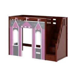 Maxtrix Twin High Loft Bed With Stairs + Playhouse Panels -Babyletto Store COLISEUM 077 CS