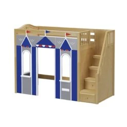 Maxtrix Twin High Loft Bed With Stairs + Playhouse Panels -Babyletto Store COLISEUM 077 NC