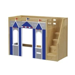 Maxtrix Twin High Loft Bed With Stairs + Playhouse Panels -Babyletto Store COLISEUM 077 NP