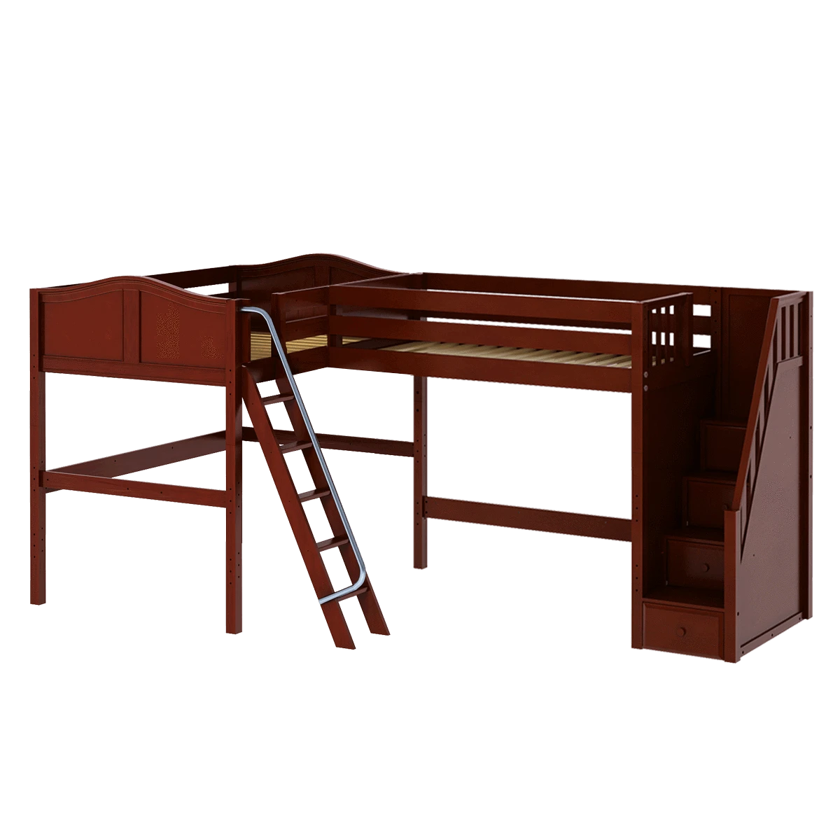 Maxtrix Twin Full High Corner Loft Bed With Ladder + Stairs - R 11 Maxtrix Twin Full High Corner Loft Bed With Ladder + Stairs - R - Image 9