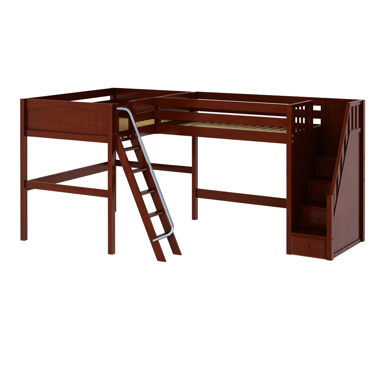Maxtrix Twin Full High Corner Loft Bed With Ladder + Stairs - R 4 Maxtrix Twin Full High Corner Loft Bed With Ladder + Stairs - R - Image 2