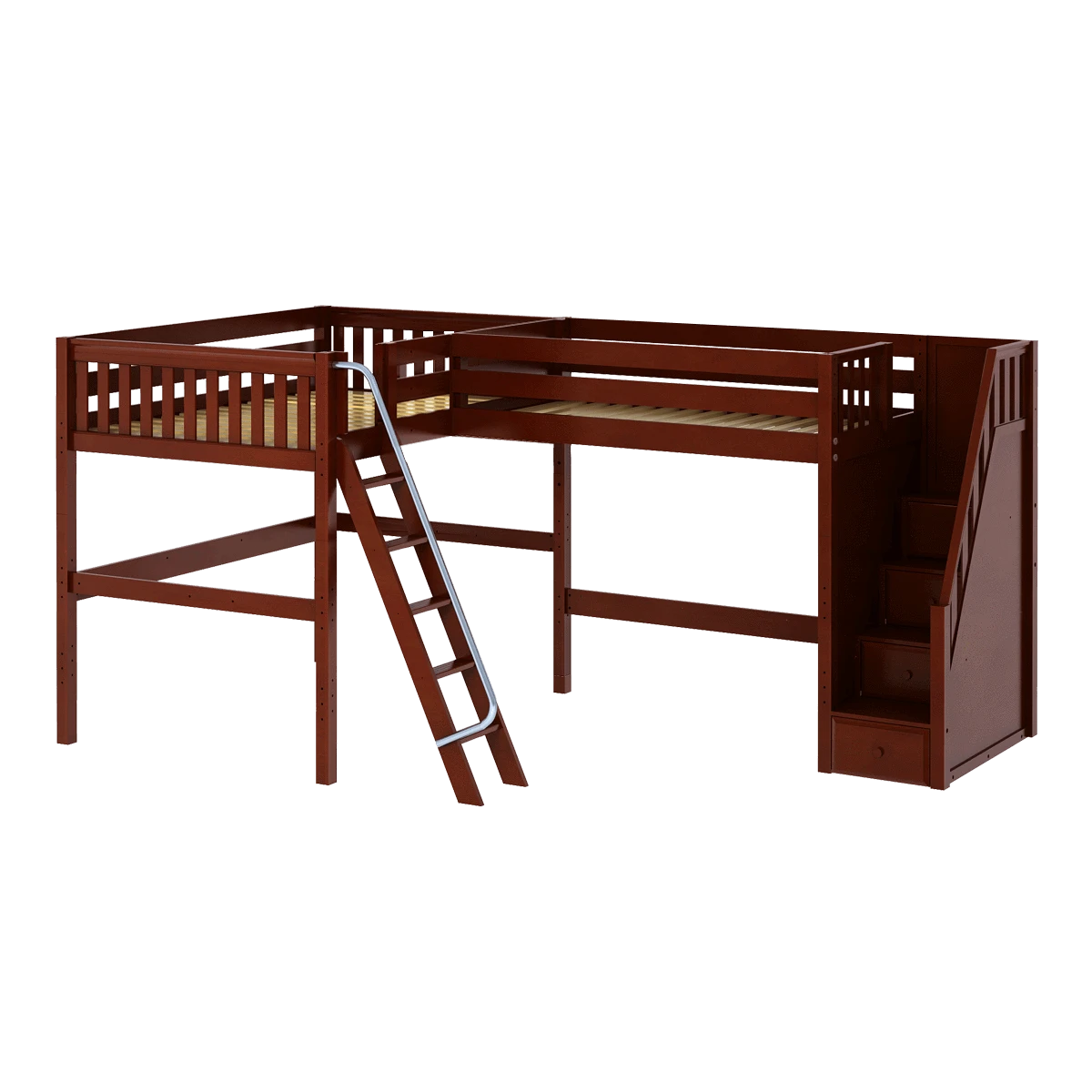 Maxtrix Twin Full High Corner Loft Bed With Ladder + Stairs - R 9 Maxtrix Twin Full High Corner Loft Bed With Ladder + Stairs - R - Image 7