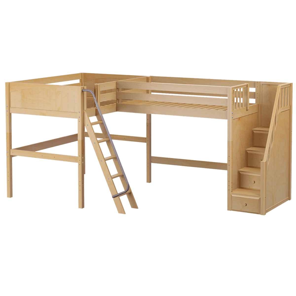 Maxtrix Twin Full High Corner Loft Bed With Ladder + Stairs - R 7 Maxtrix Twin Full High Corner Loft Bed With Ladder + Stairs - R - Image 5