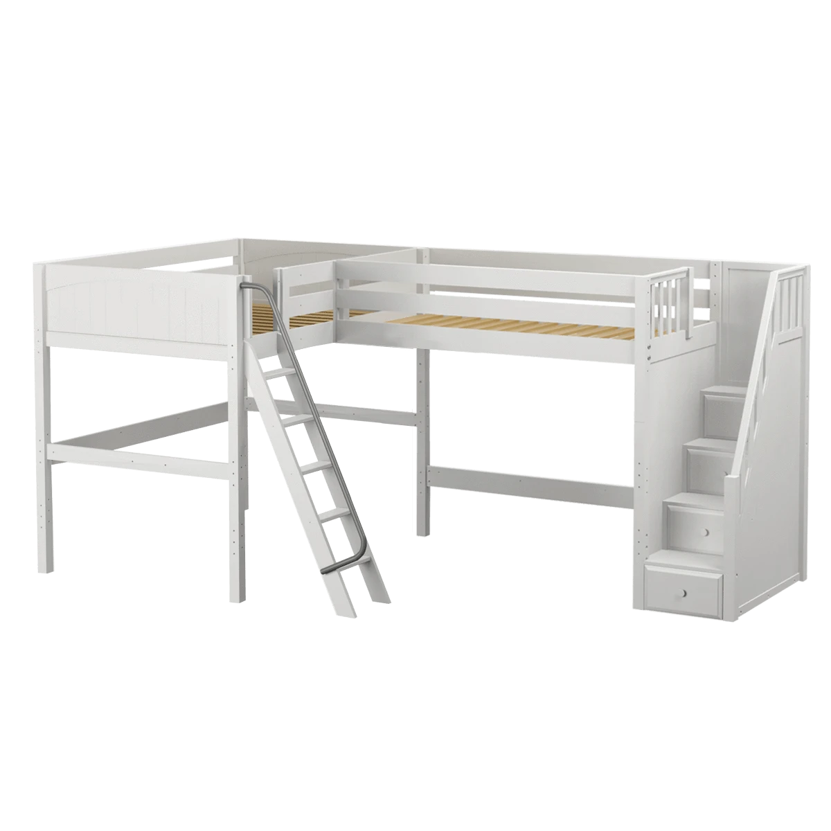 Maxtrix Twin Full High Corner Loft Bed With Ladder + Stairs - R 10 Maxtrix Twin Full High Corner Loft Bed With Ladder + Stairs - R - Image 8
