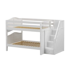 Maxtrix Full Low Bunk Bed With Stairs -Babyletto Store DAPPER WC