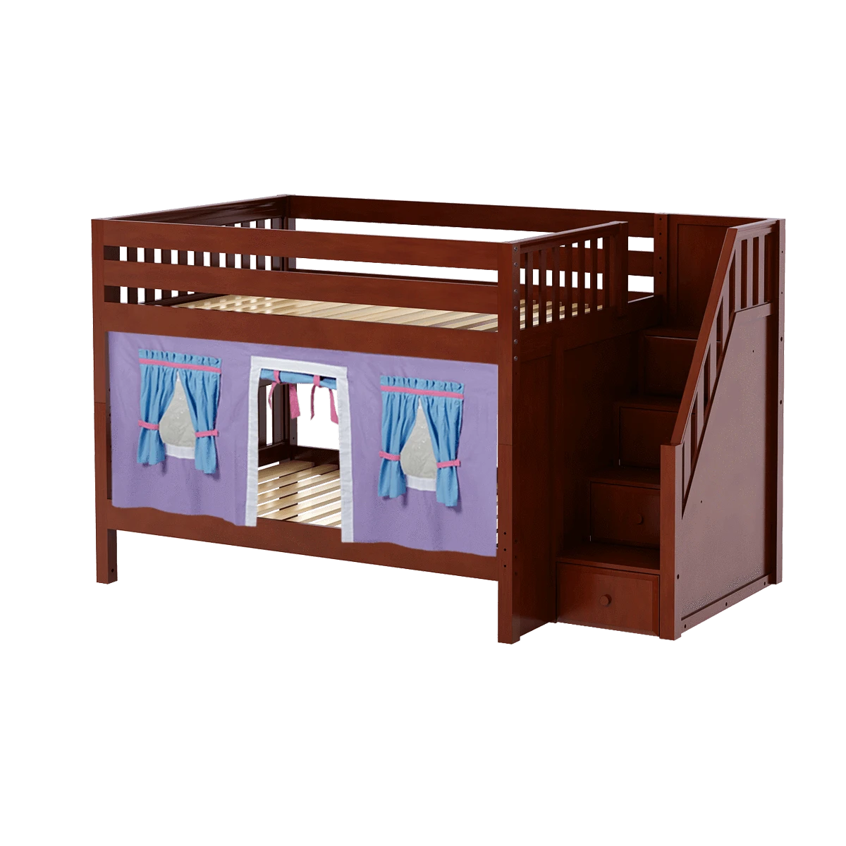 Maxtrix Full Low Bunk Bed With Stairs + Curtain 14 Maxtrix Full Low Bunk Bed With Stairs + Curtain - Image 12